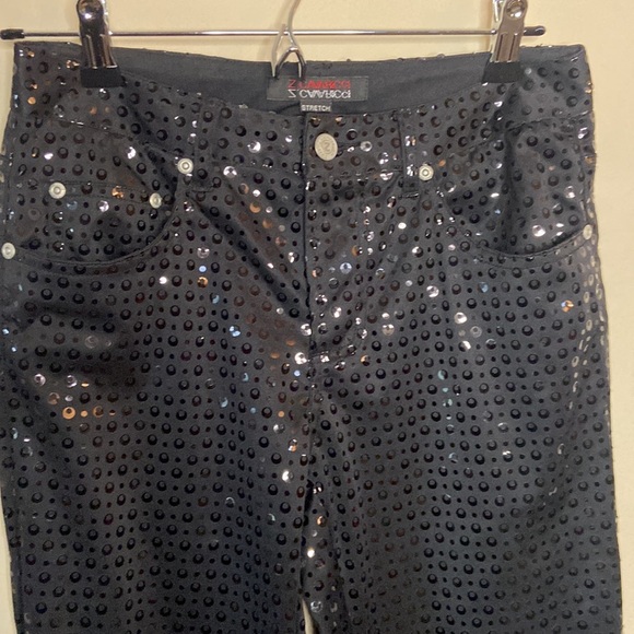 Z. Cavaricci Pants - Vintage Y2k Black Z. Cavaricci sparkly Pants 5 Flare Boot Cut 2000's Glitter